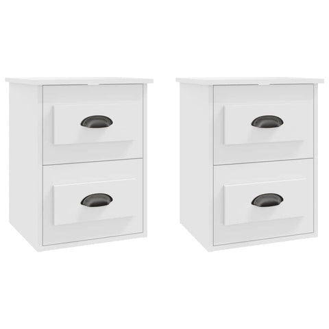 Serene Haven: Set of 2 Wall-mounted White Bedside Cabinets