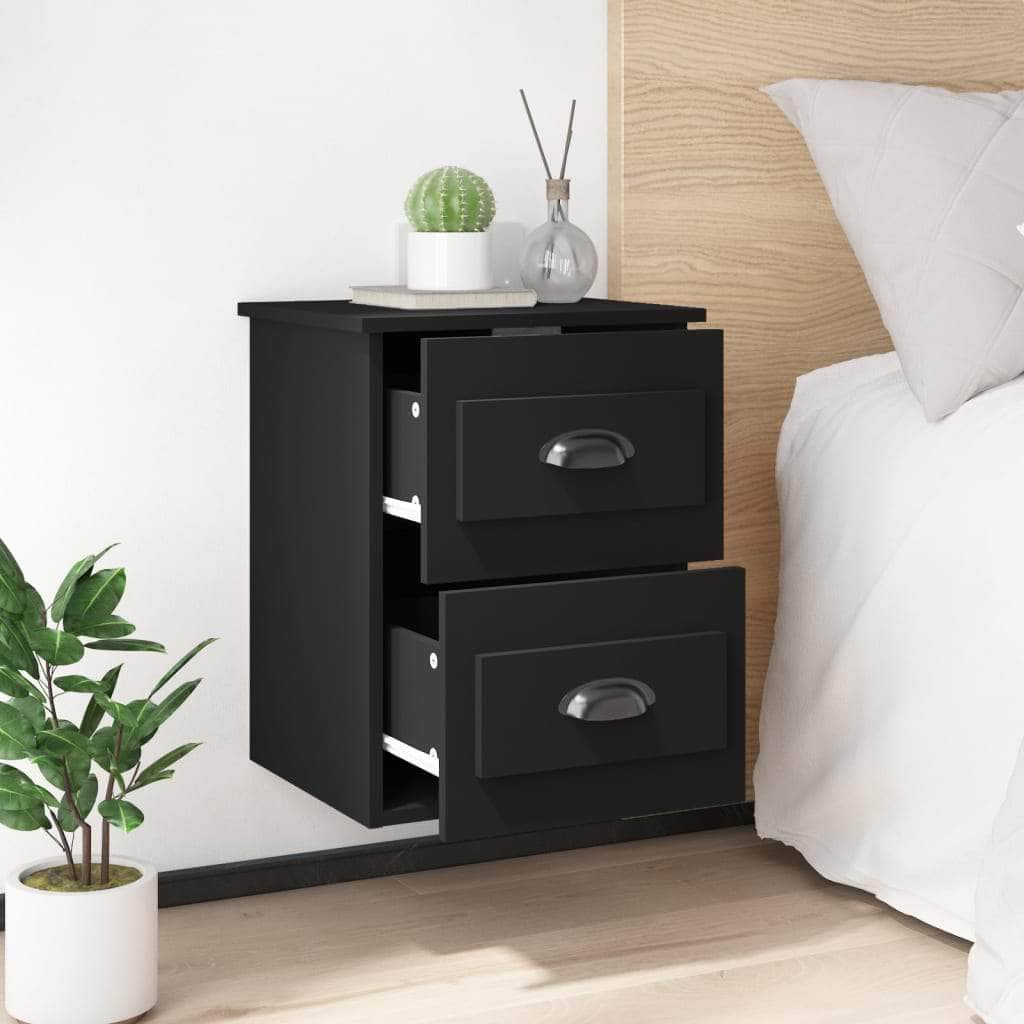 Serene Haven: Set of 2 Wall-mounted White Bedside Cabinets