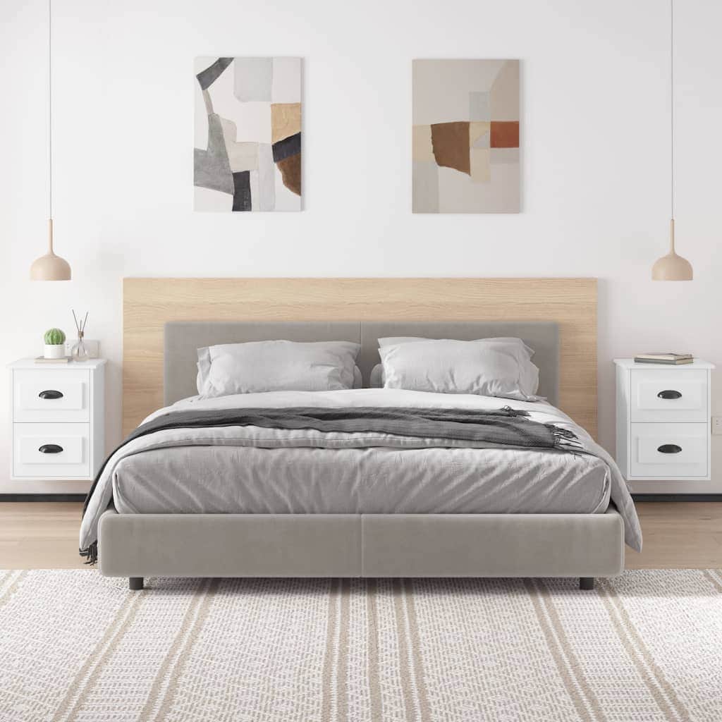 Serene Haven: Set of 2 Wall-mounted White Bedside Cabinets