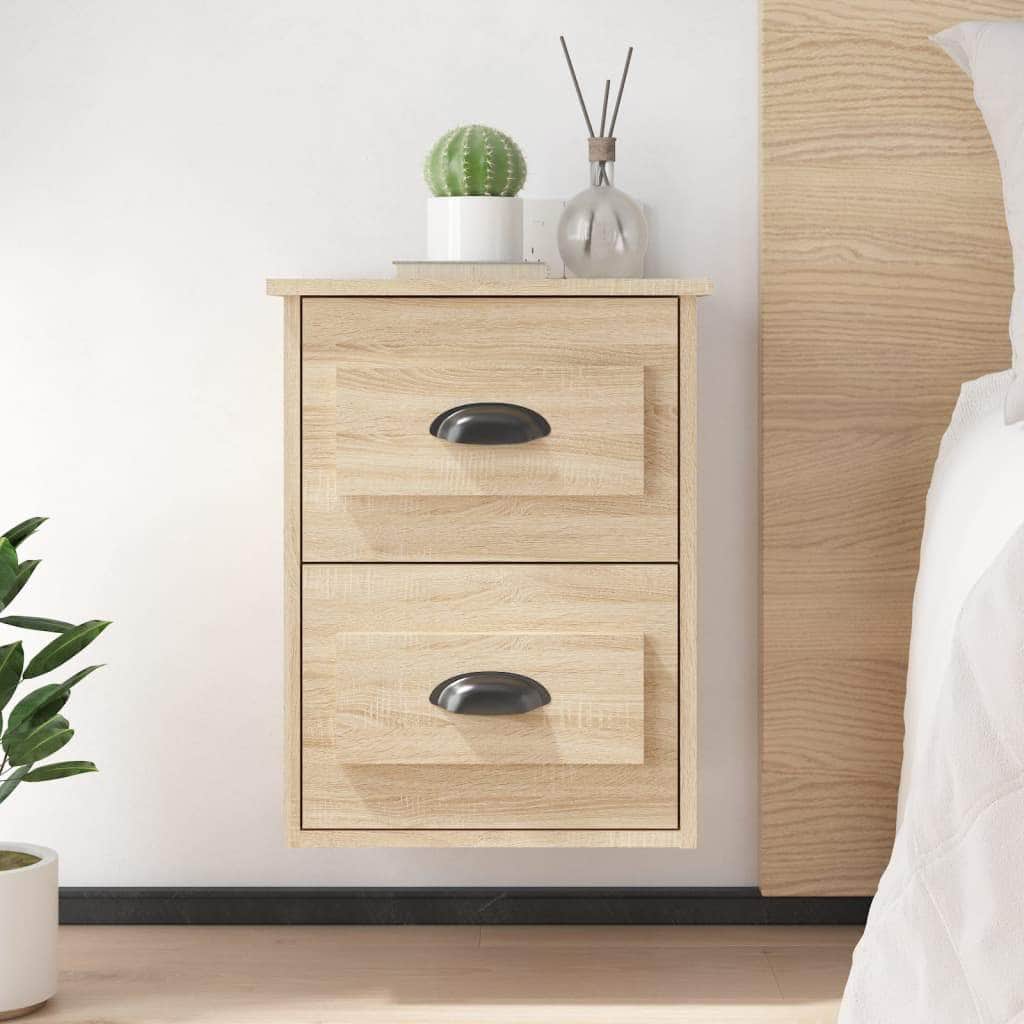 Serene Haven: Set of 2 Wall-mounted White Bedside Cabinets