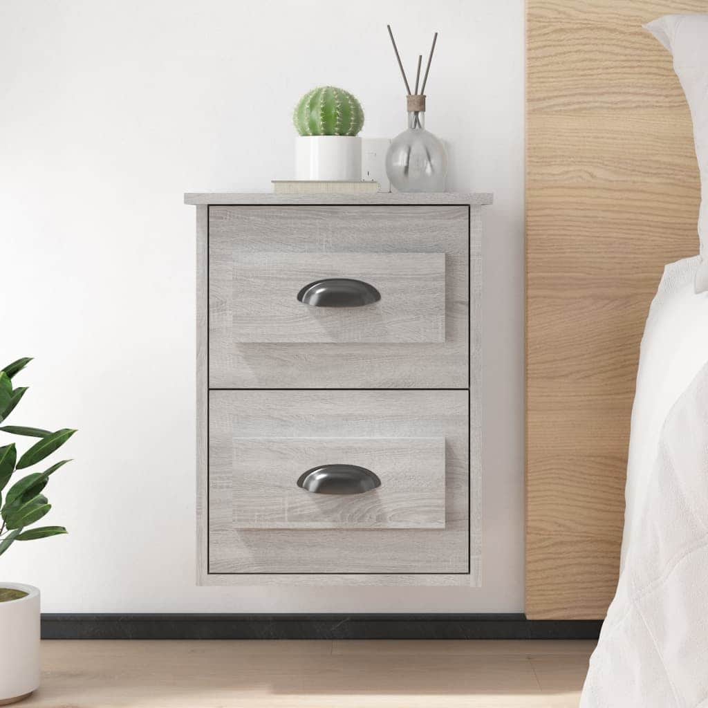 Serene Haven: Set of 2 Wall-mounted White Bedside Cabinets
