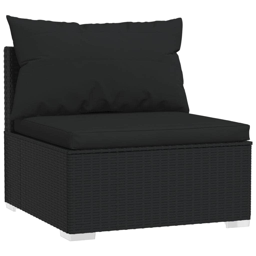 Serenely Grey Rattan Haven: 5-Piece Garden Lounge Set with Plush Cushions