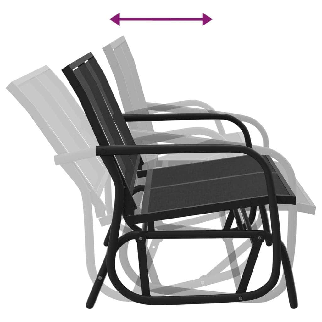 Serenity Swing: Black Textilene and Steel Garden Glider Bench