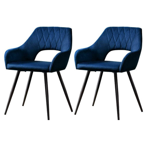 Dining Chairs Set Of 2 Blue Velvet Caitlee
