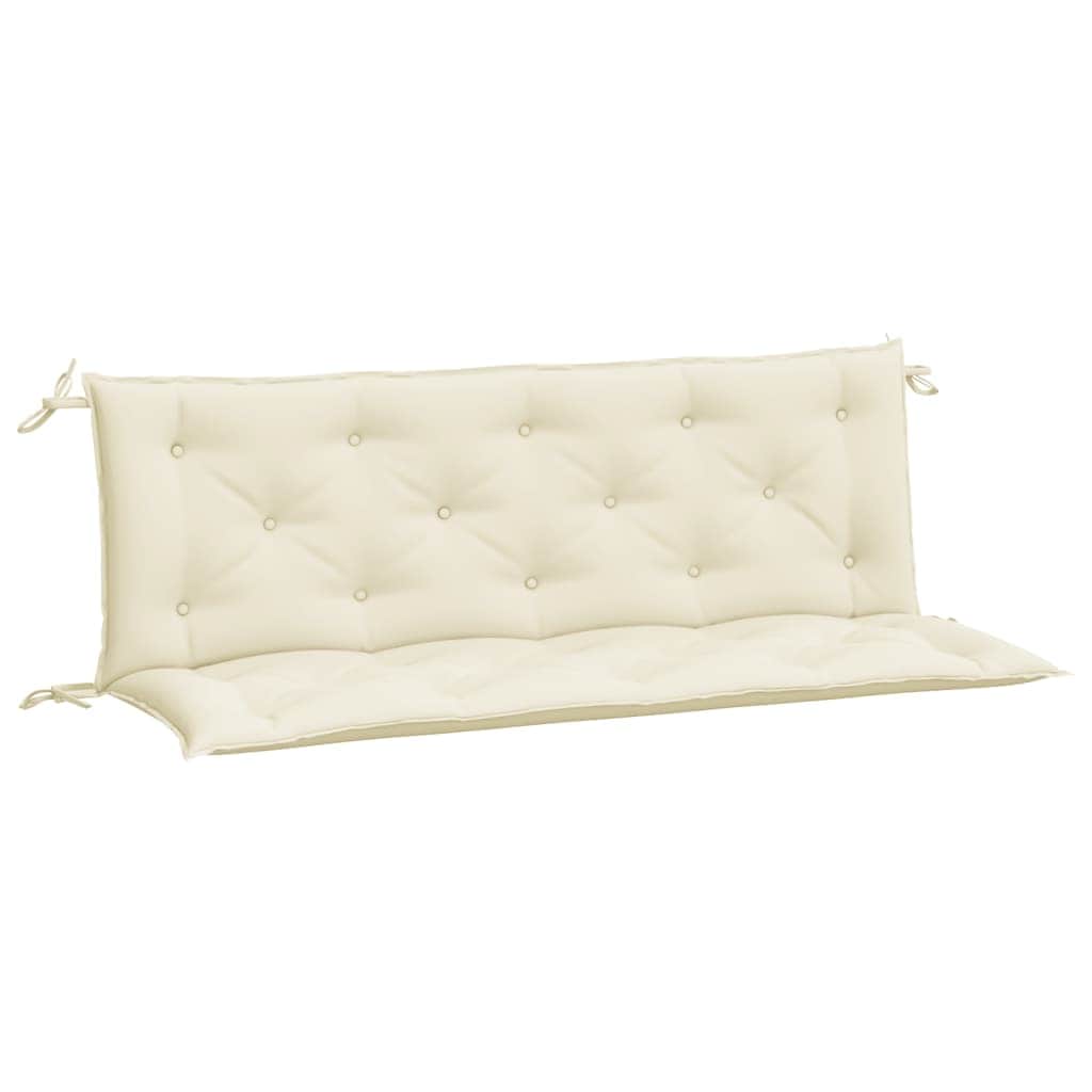 Set of 2 Cream White Oxford Fabric Garden Bench Cushions