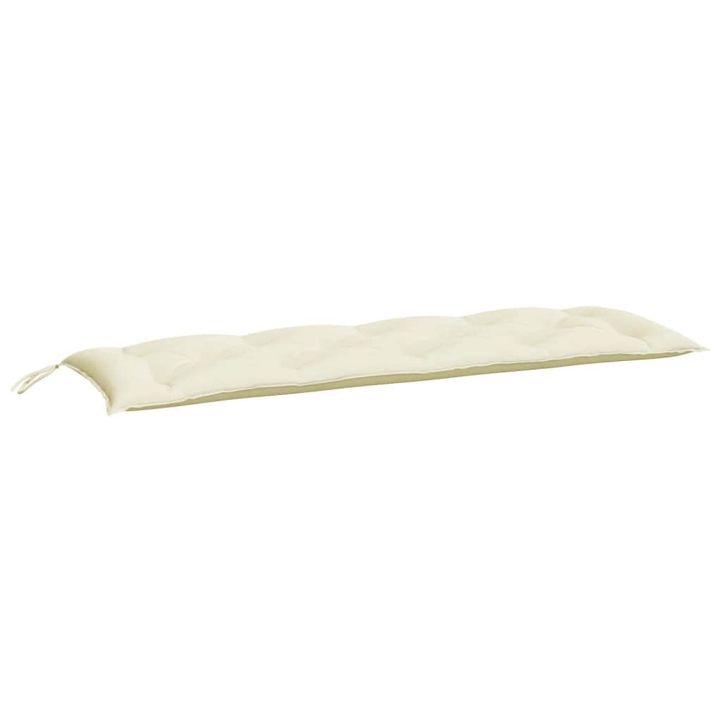 Set of 2 Cream White Oxford Fabric Garden Bench Cushions