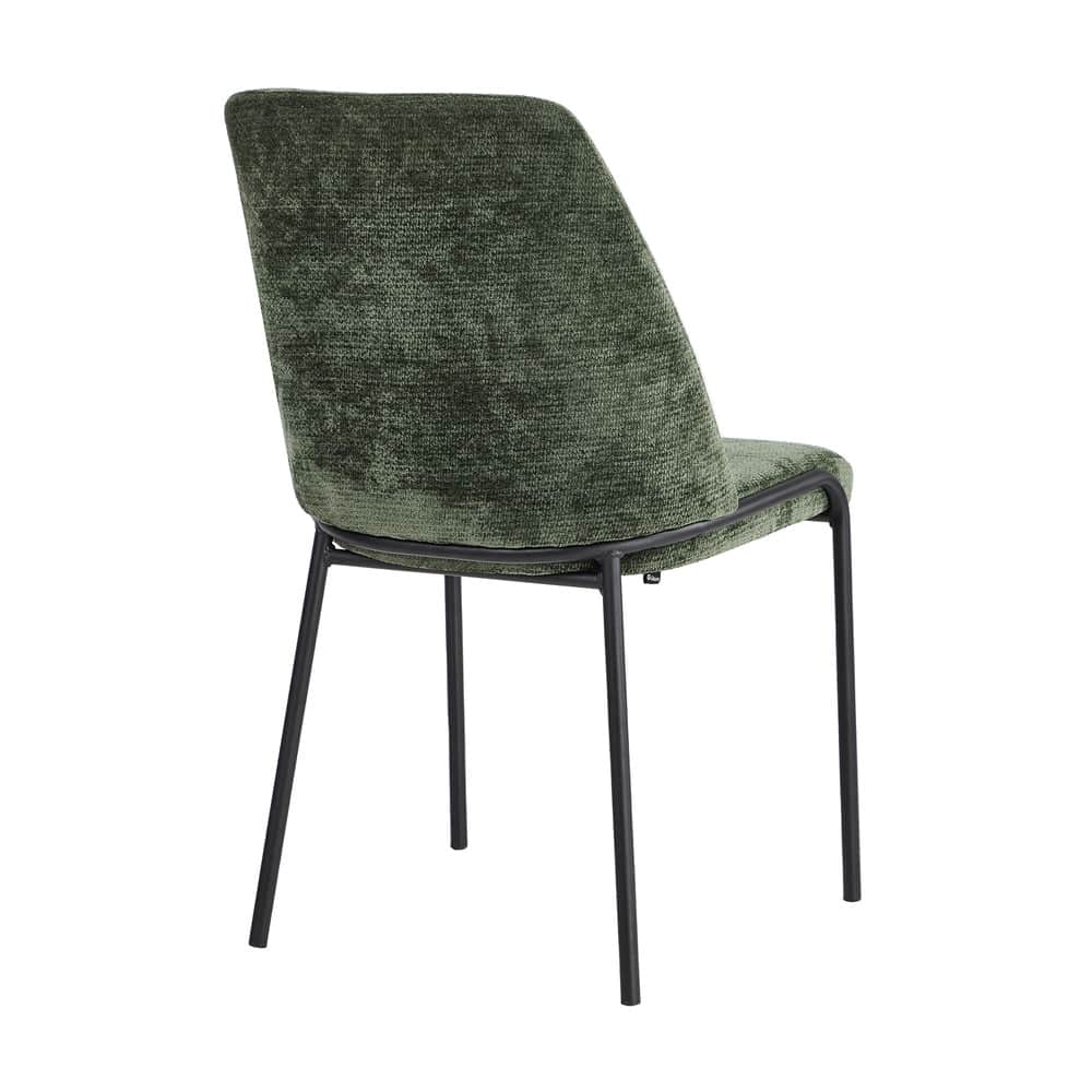 Set of 2 Dining Chairs Chenille Fabric Upholstered Padded Seat Beige Green & Grey