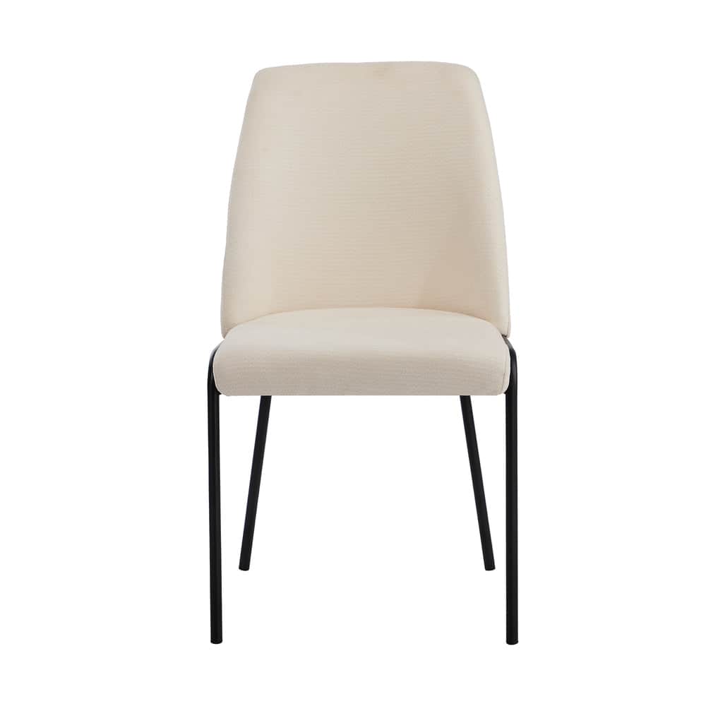 Set of 2 Dining Chairs Chenille Fabric Upholstered Padded Seat Beige Green & Grey