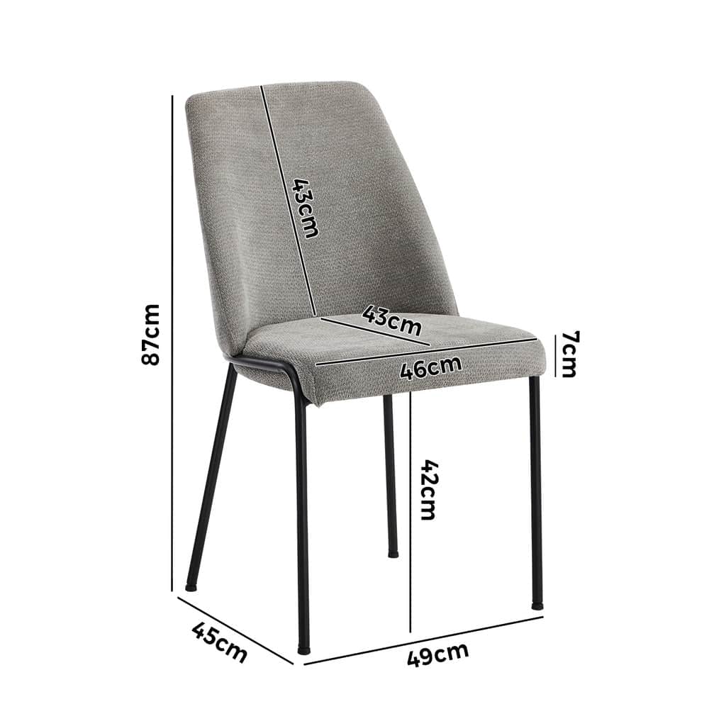 Set of 2 Dining Chairs Chenille Fabric Upholstered Padded Seat Beige Green & Grey