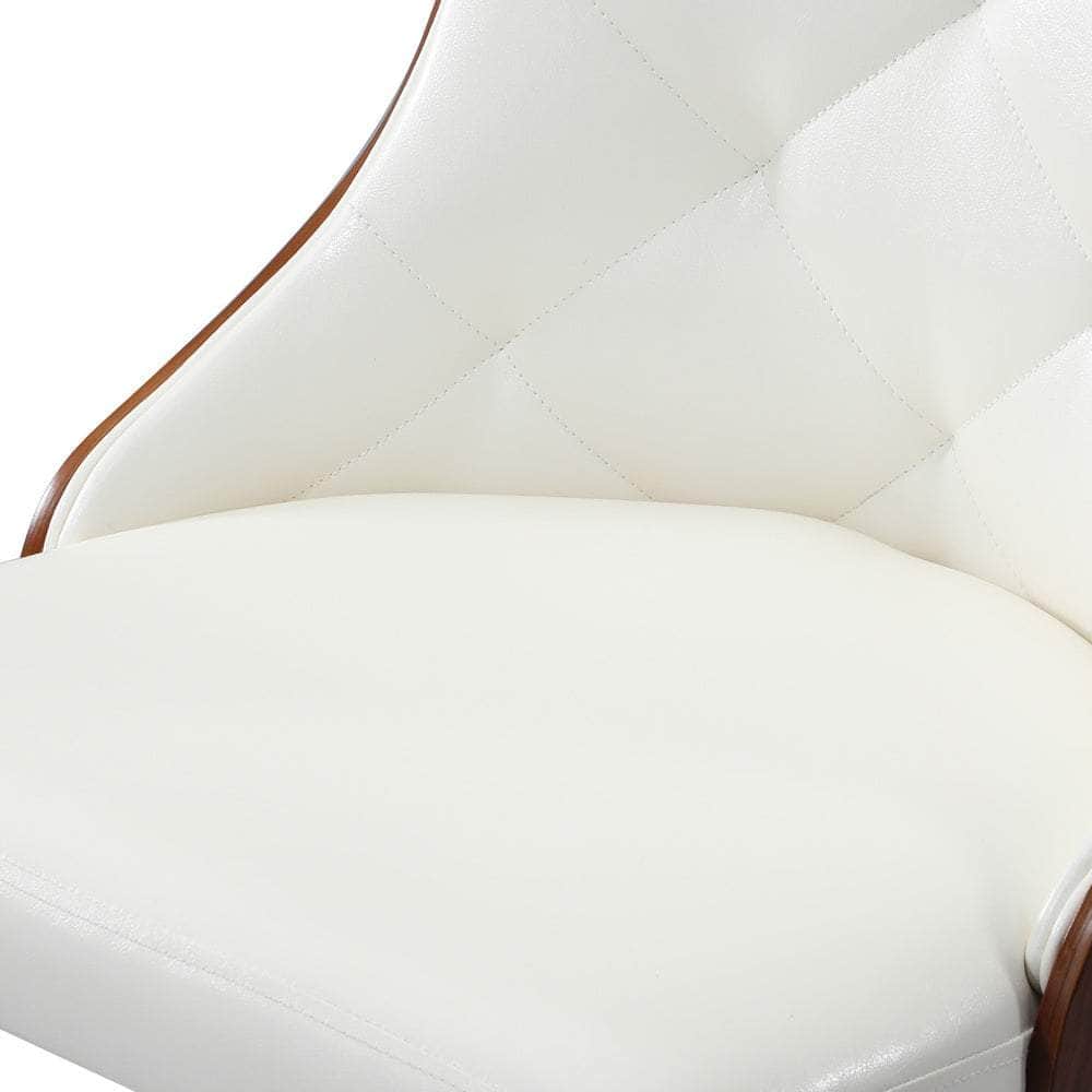 Set of 2 Dining Chairs PU Leather White for Kitchen or Dining Room