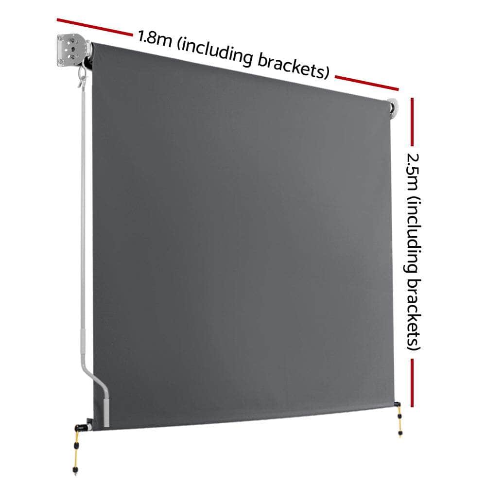 Set of 2 Instahut Outdoor Blinds Roll Down Awning Straight Drop Patio