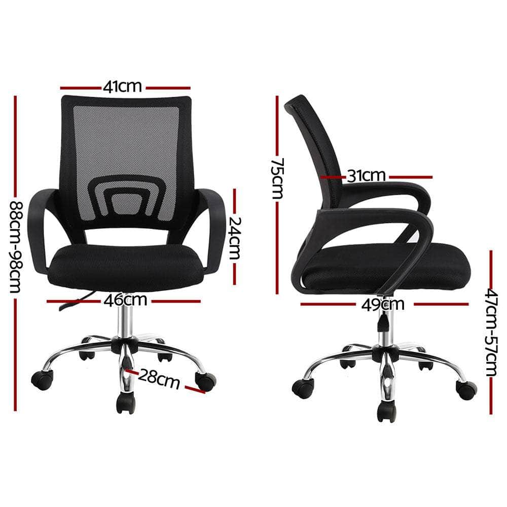 Set of 2 Mid-Back Office Chairs with Black Mesh - Comfortable and Stylish