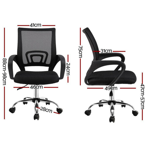 Set of 2 Mid-Back Office Chairs with Black Mesh - Comfortable and Stylish