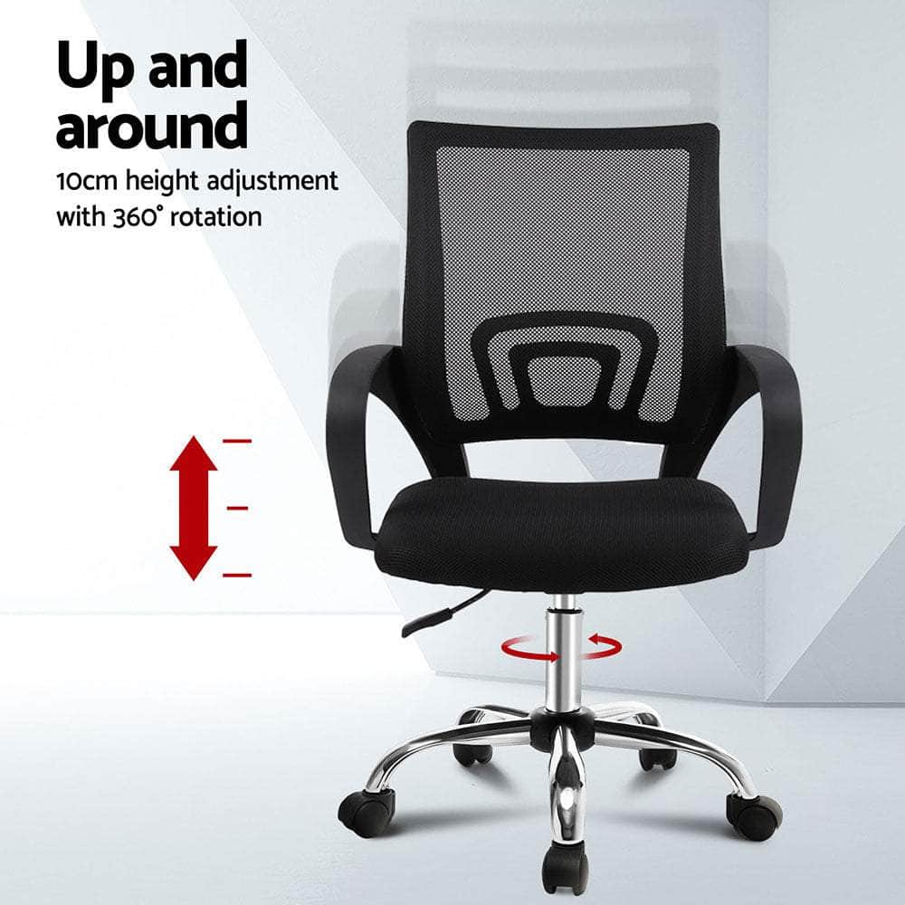 Set of 2 Mid-Back Office Chairs with Black Mesh - Comfortable and Stylish
