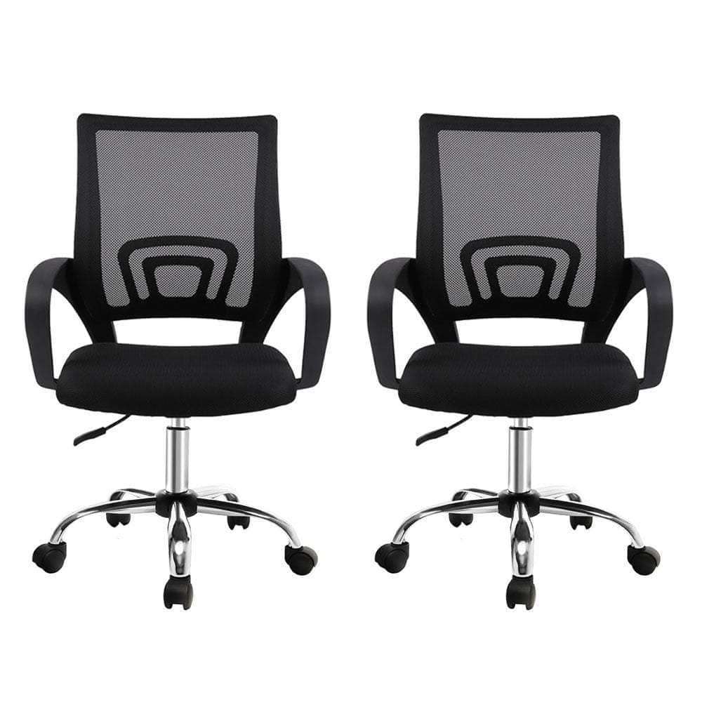 Set of 2 Mid-Back Office Chairs with Black Mesh - Comfortable and Stylish