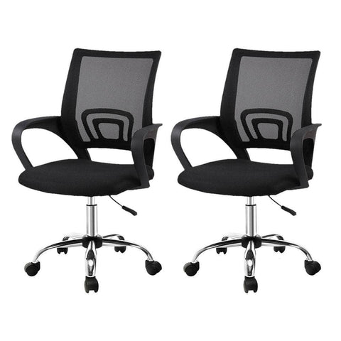 Set of 2 Mid-Back Office Chairs with Black Mesh - Comfortable and Stylish