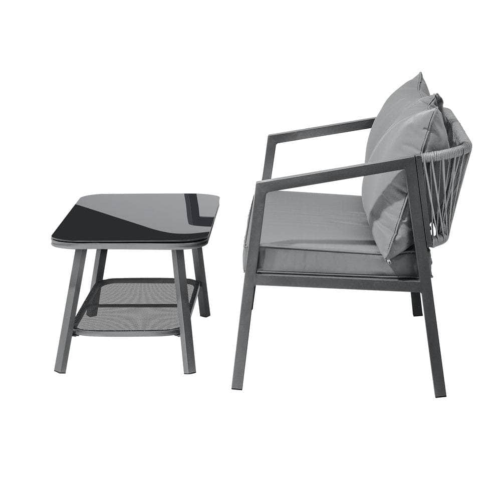 Set of 2 Outdoor Furniture Setting Garden Patio Lounge Sofa Table Chairs