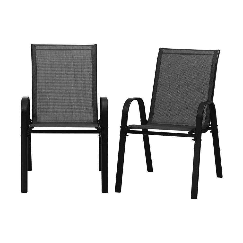 Set of 2 Outdoor Stackable Chairs Patio Furniture Lounge Chair Bistro Set