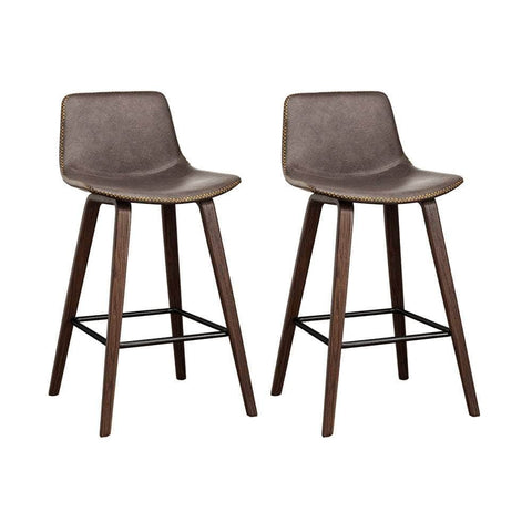 Bar Stools Kitchen Counter Barstools Leather Wooden Chairs X2
