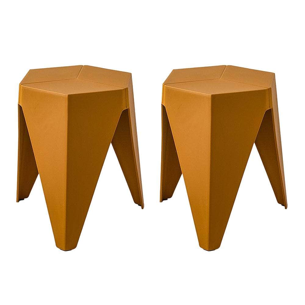 Set of 2 Puzzle Stool Plastic Stacking Stools Chair Outdoor Indoor BR/BL/YE/PK/GY/RD/GR/BK/WH