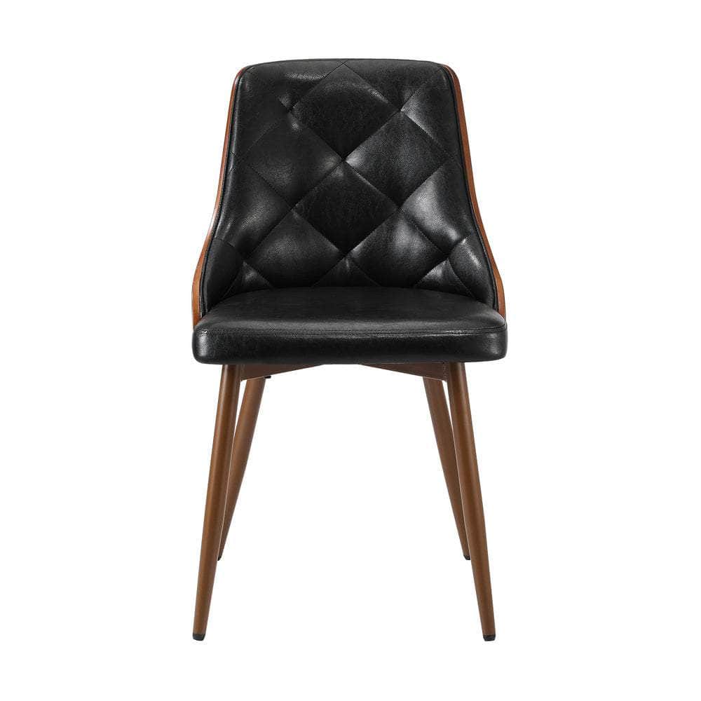 Set of 2 Retro PU Leather Dining Chairs Black for Kitchen or Dining Room