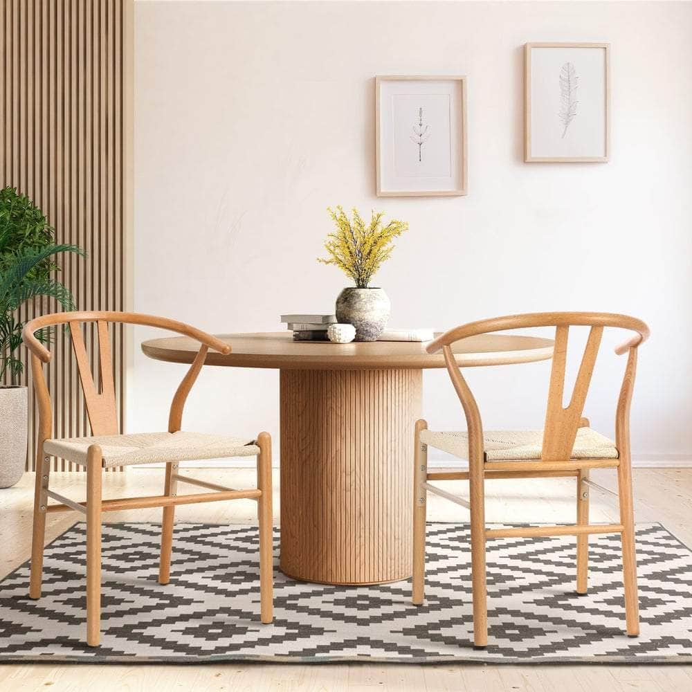 Set of 2 Wooden Dining Chair Wishbone Shaped Chair
