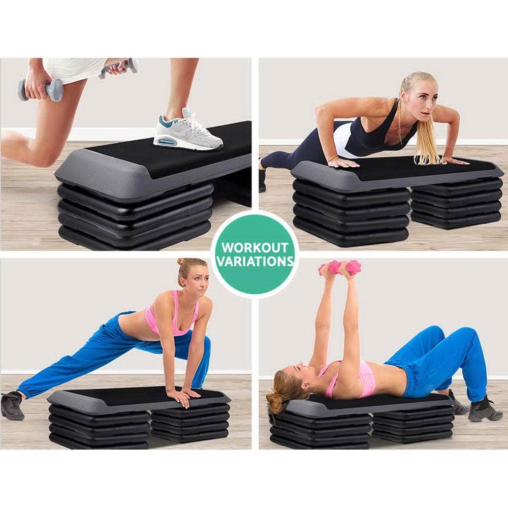 Set Of 4 Aerobic Step Risers Exercise Stepper Workout Gym Fitness Bench Platform