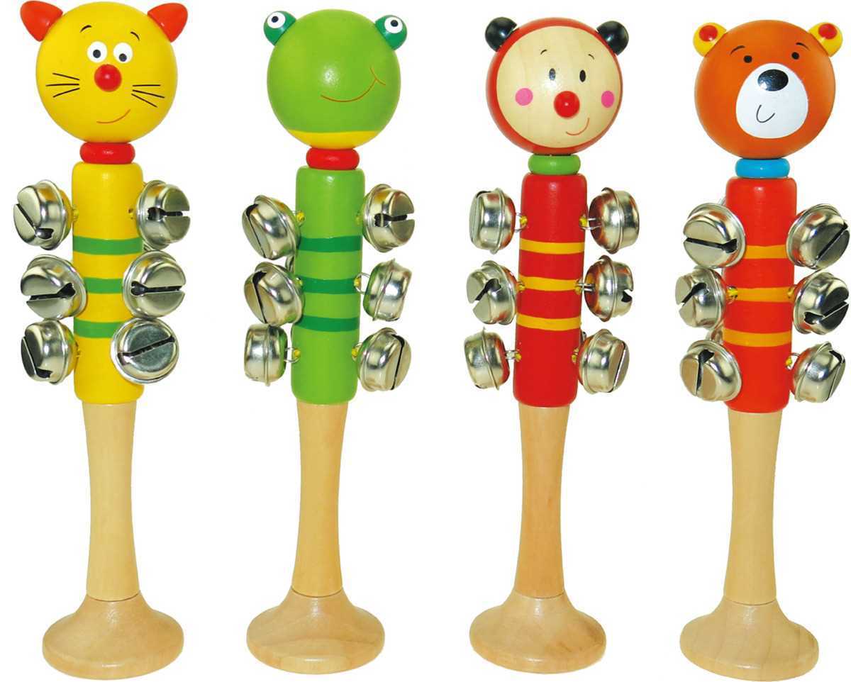 Set Of 4 Animal Bell Stick With Base