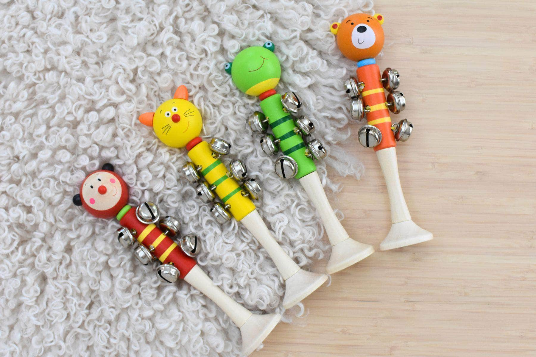 Set Of 4 Animal Bell Stick With Base