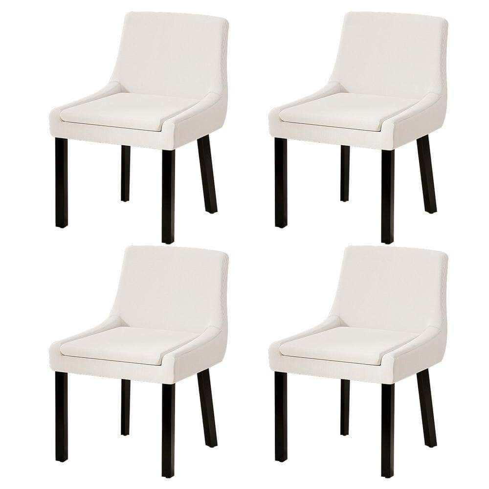 Set of 4 Beige Corduroy Dining Chairs – Stylish and Comfortable Seating