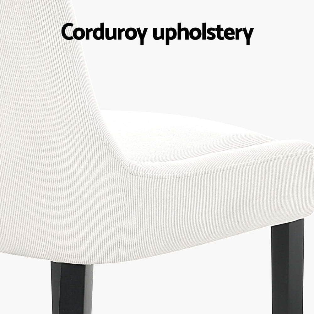 Set of 4 Beige Corduroy Dining Chairs – Stylish and Comfortable Seating