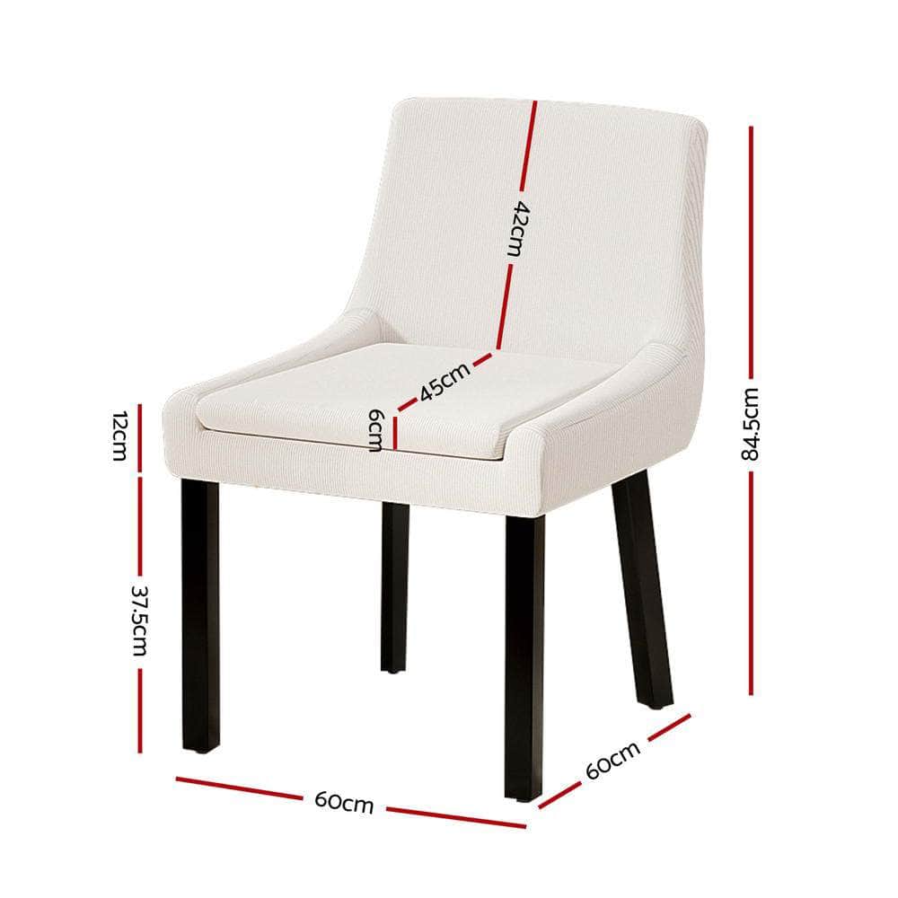 Set of 4 Beige Corduroy Dining Chairs – Stylish and Comfortable Seating