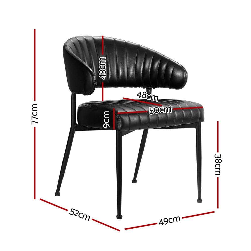 Set of 4 Black Leather Dining Armchairs – Stylish Hollow Back Design