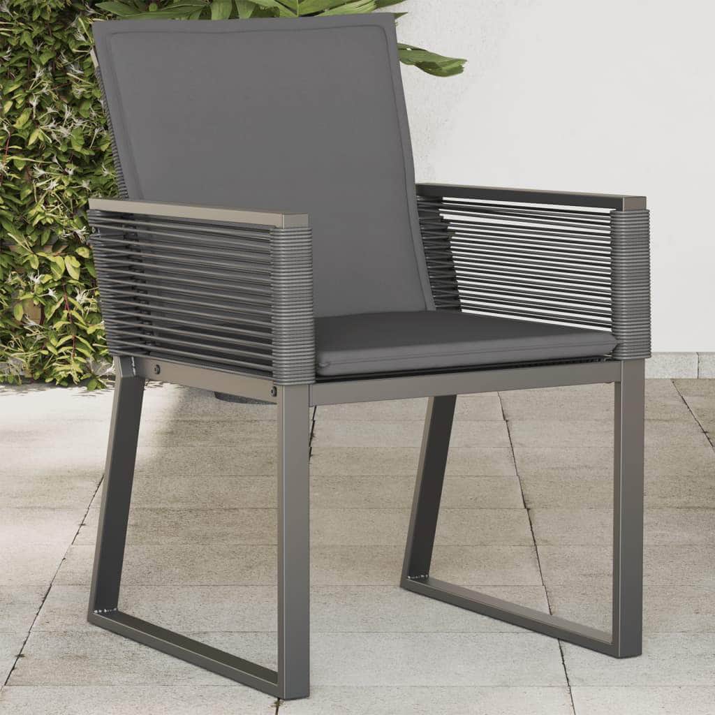 Set of 4 Black Poly Rattan Garden Chairs with Cushions