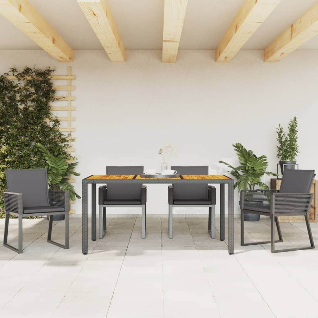 Set of 4 Black Poly Rattan Garden Chairs with Cushions