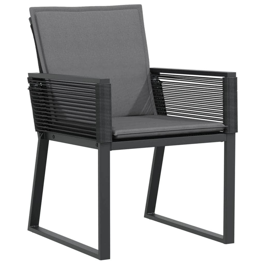 Set of 4 Black Poly Rattan Garden Chairs with Cushions