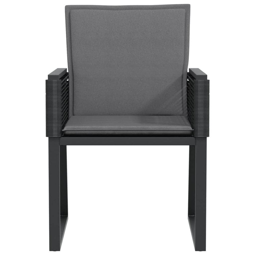 Set of 4 Black Poly Rattan Garden Chairs with Cushions