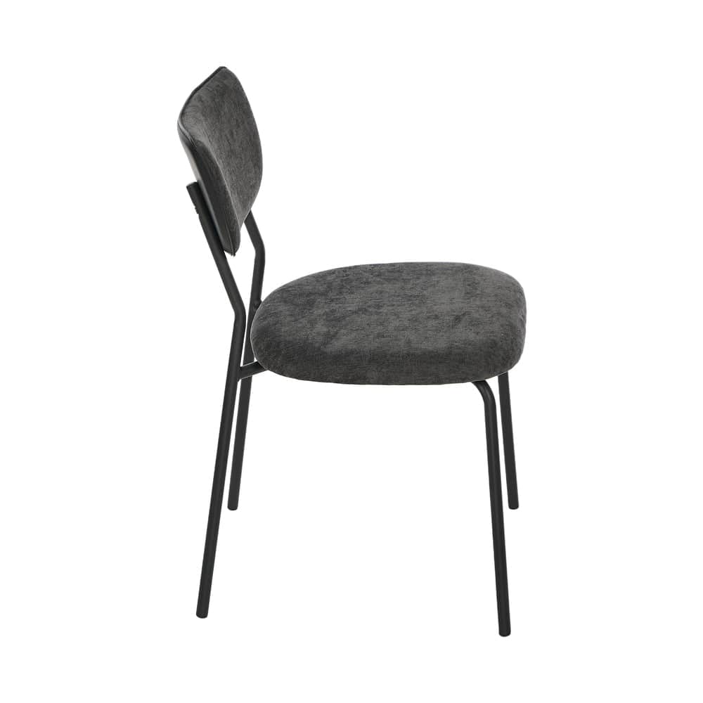 Set of 4 Dining Chairs Linen Fabric Padded Seat Grey Modern Upholstered