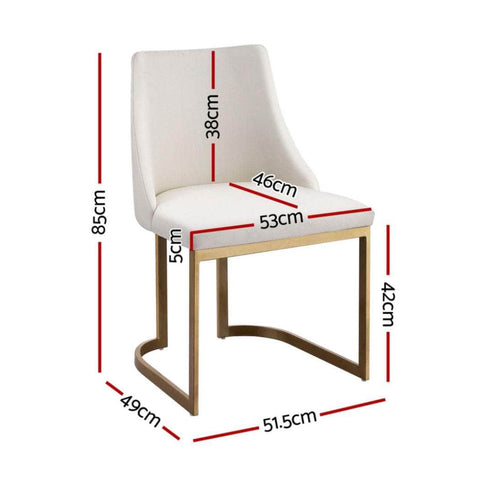 Set of 4 Dining Chairs with Beige Linen Fabric and Sturdy Frame