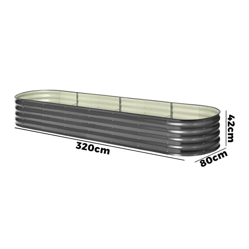 Set of 4 Galvanised Steel Garden Beds – 320x80x42cm