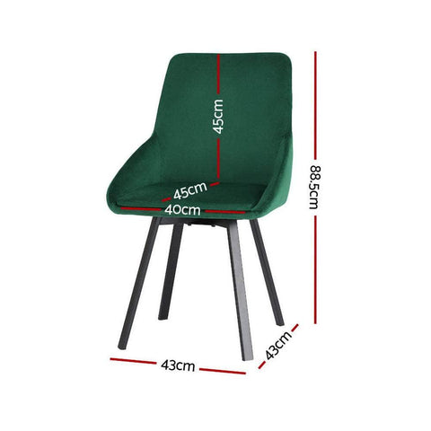 Set of 4 Green Velvet Dining Chairs with Swivel Base – Elegant Upholstered Chairs