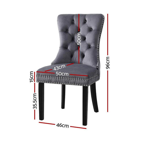 Set of 4 Grey Velvet Dining Chairs – Elegant & Modern Design