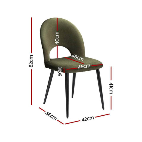 Set of 4 Hollow Green Velvet Dining Chairs for Dining Room - Stylish