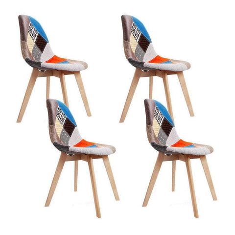 Set of 4 Retro DSW Replica Dining Chairs – Mid-Century Modern Fabric