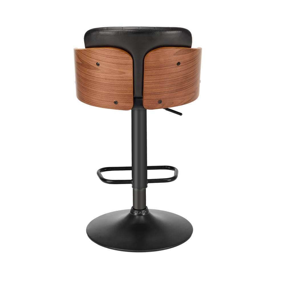 Set of 4 Swivel Bar Stools Gas Lift Adjustable PU Leather Chairs Black
