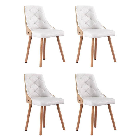 Set of 4 White PU Leather Dining Chairs – Modern and Sleek Design