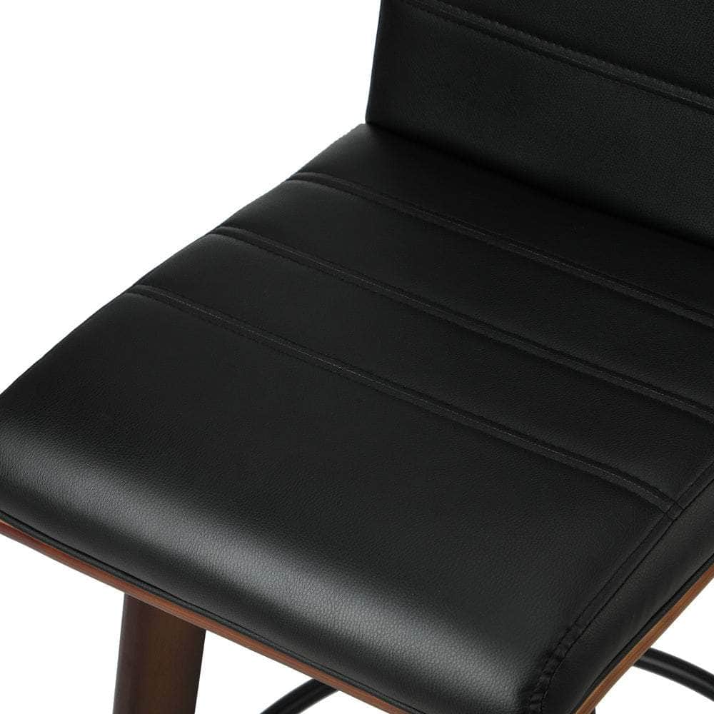 Set of 4 Wooden Bar Stools Swivel Chairs with PU Leather Seats Kitchen