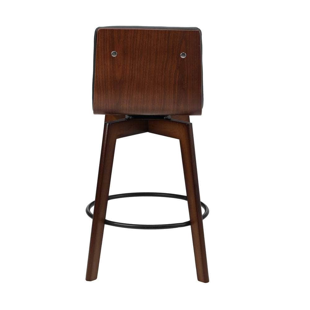 Set of 4 Wooden Bar Stools Swivel Chairs with PU Leather Seats Kitchen