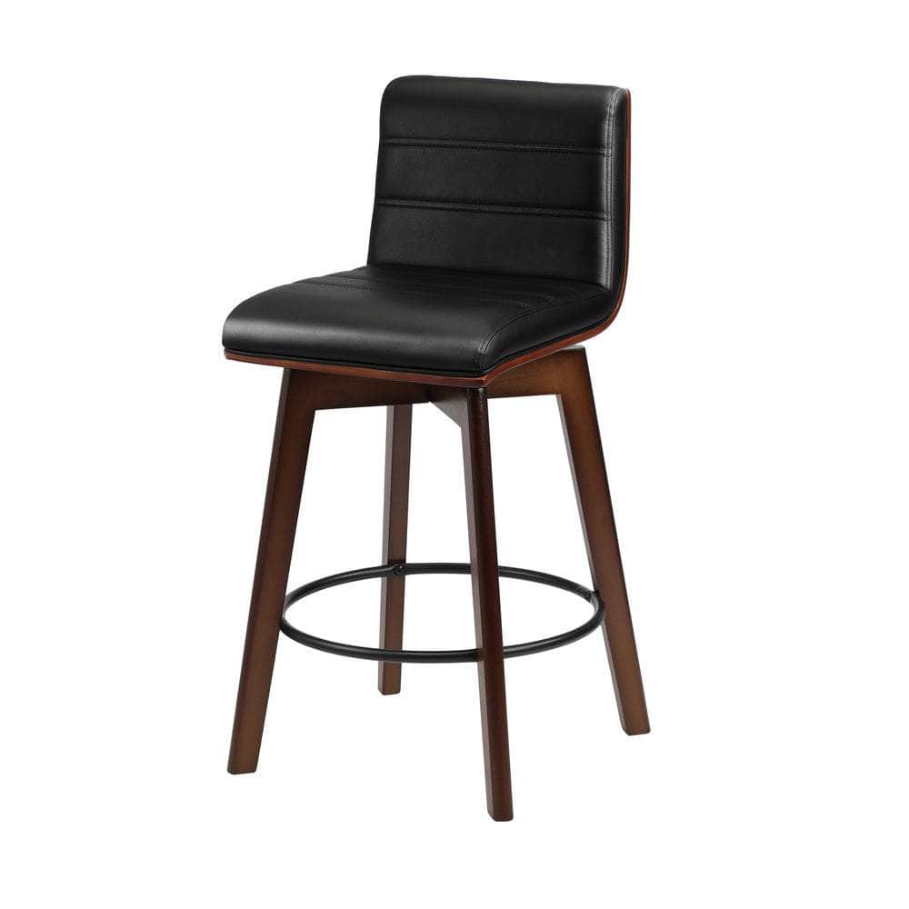 Set of 4 Wooden Bar Stools Swivel Chairs with PU Leather Seats Kitchen