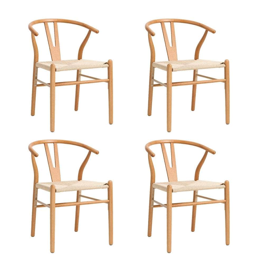 Set of 4 Wooden Dining Chair Wishbone Shaped Chair